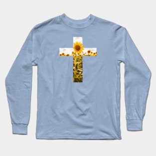 Christian Sunflower Cross Long Sleeve T-Shirt